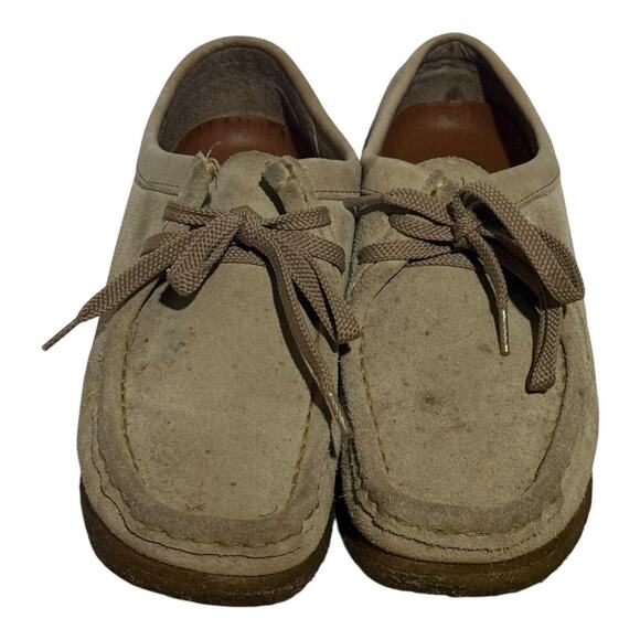 Clarks Originals Wallabee Style Moc Toe Beige Suede Womens Size 7.5 Casual Shoes - Picture 4 of 9